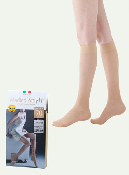 トレイン　メディカルステイフィット  5足　70den メディカル ステイフィットひざ丈ストッキング70den ブラック